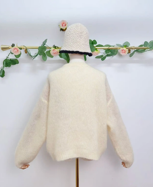 Gilet à manches longues avec boutons en kid mohair