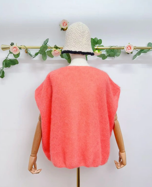 Gilet sans manche avec boutons en kid mohair