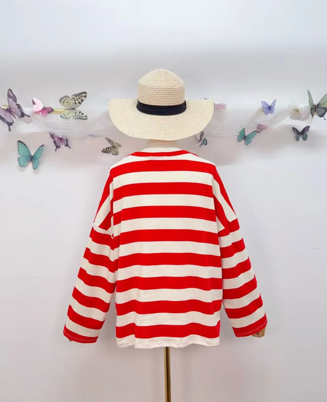 Tee-shirt manches longues avec rayures en coton