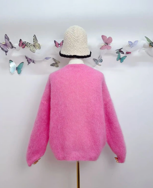 Gilet à manches longues avec boutons en kid mohair