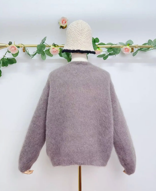 Gilet à manches longues avec boutons en kid mohair