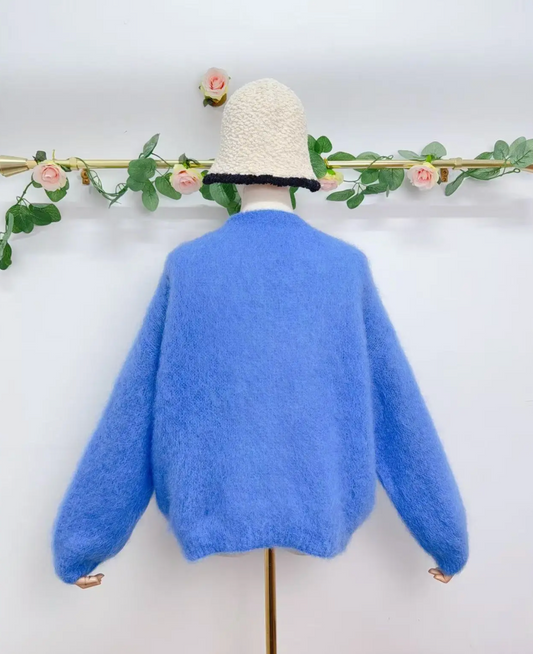 Gilet à manches longues avec boutons en kid mohair