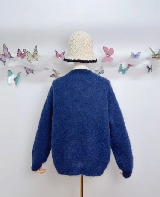 Gilet à manches longues avec boutons en kid mohair