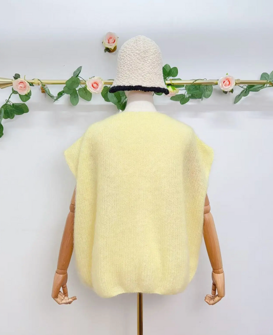 Gilet sans manche avec boutons en kid mohair