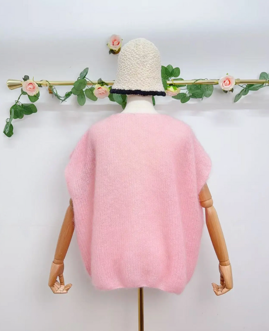 Gilet sans manche avec boutons en kid mohair