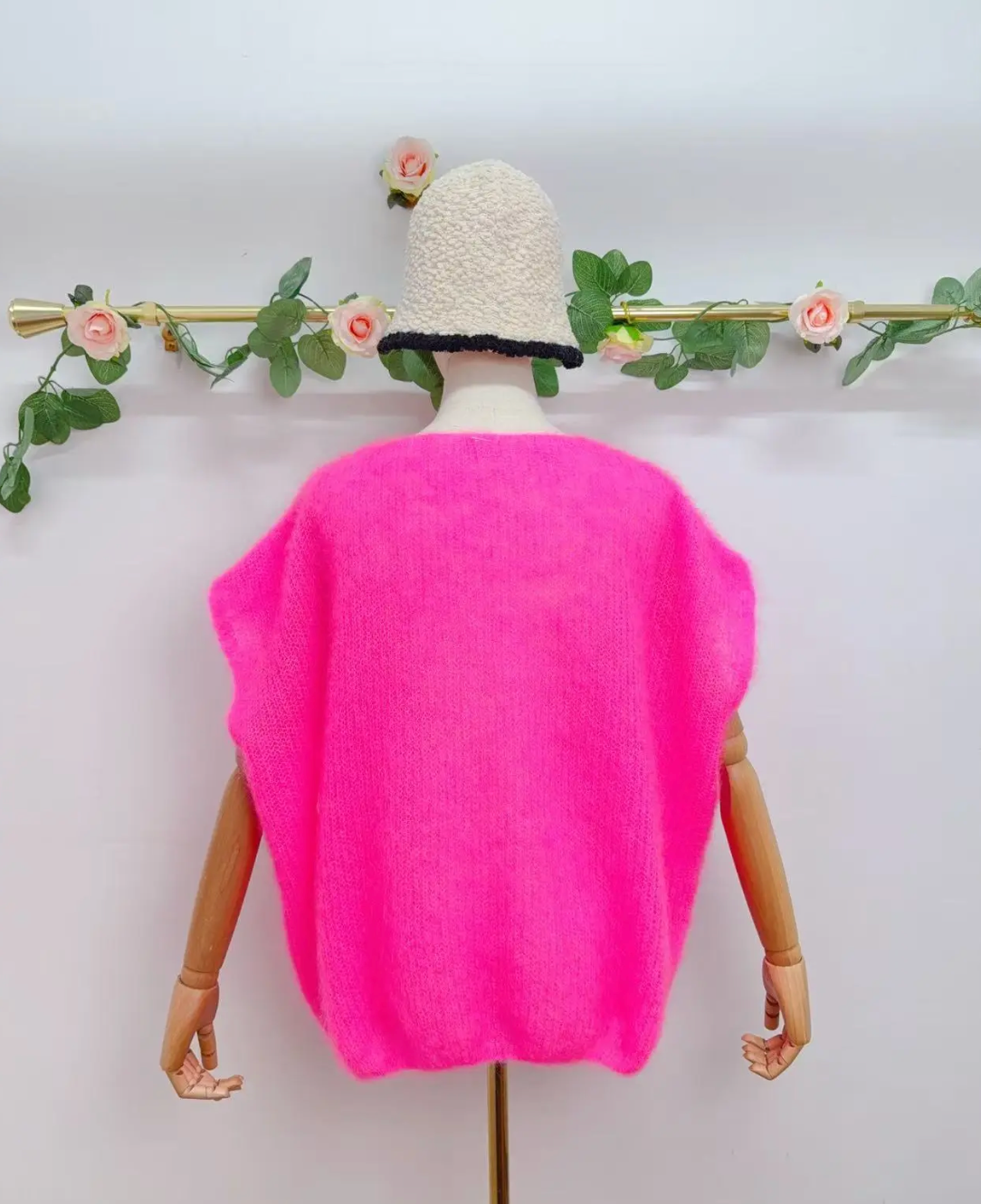 Gilet sans manche avec boutons en kid mohair