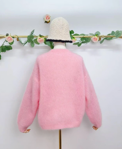 Gilet à manches longues avec boutons en kid mohair