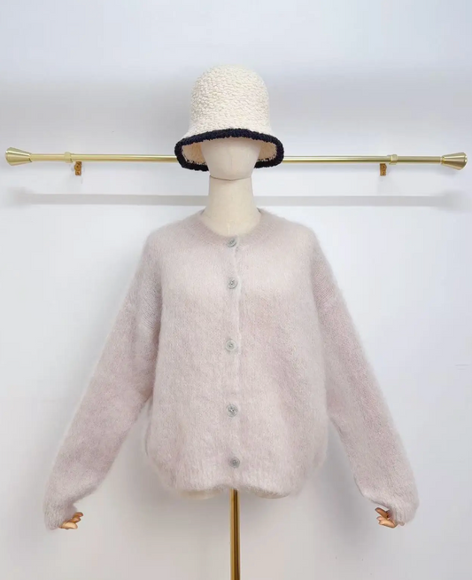 Gilet à manches longues avec boutons en kid mohair