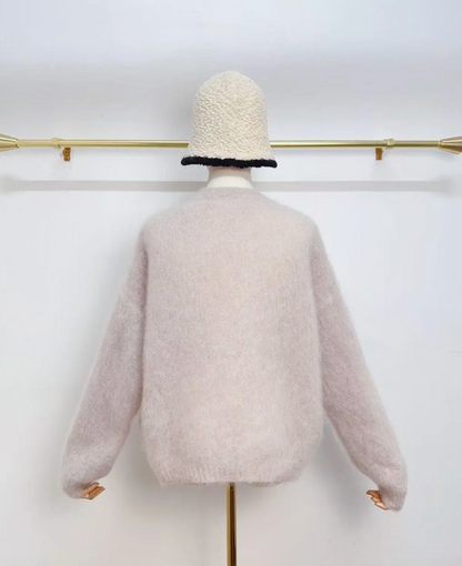 Gilet à manches longues avec boutons en kid mohair