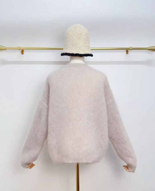 Gilet à manches longues avec boutons en kid mohair