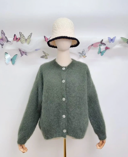 Gilet à manches longues avec boutons en kid mohair