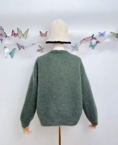 Gilet à manches longues avec boutons en kid mohair