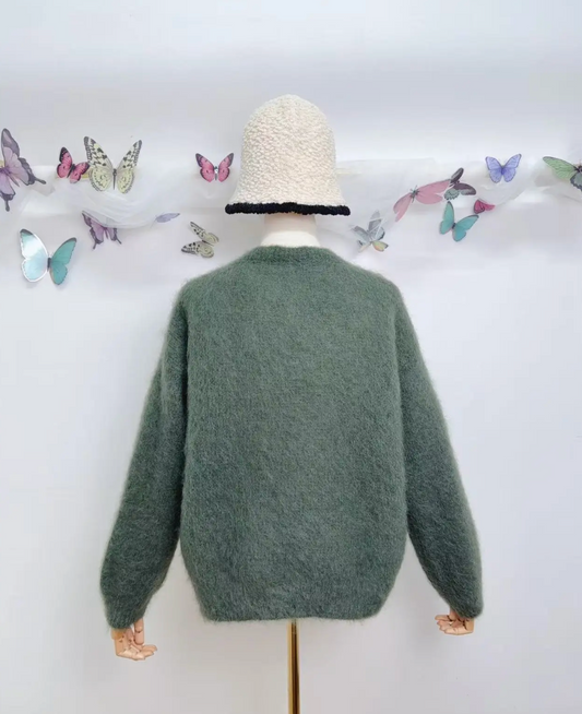 Gilet à manches longues avec boutons en kid mohair