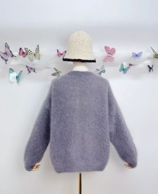 Gilet à manches longues avec boutons en kid mohair