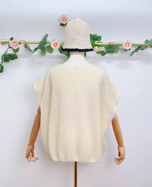 Gilet sans manche avec boutons en kid mohair