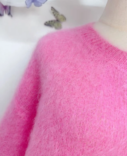 Gilet à manches longues avec boutons en kid mohair