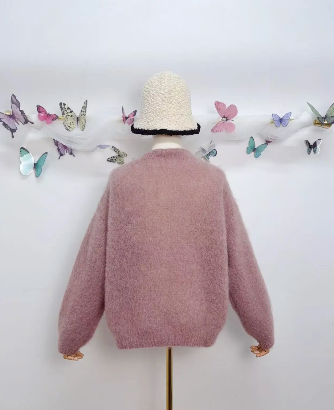Gilet à manches longues avec boutons en kid mohair