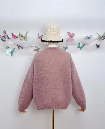 Gilet à manches longues avec boutons en kid mohair