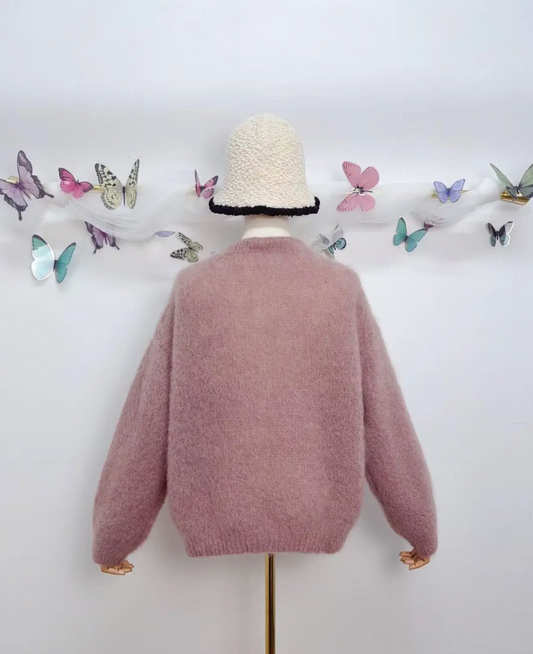 Gilet à manches longues avec boutons en kid mohair