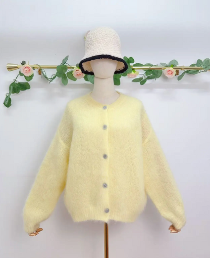 Gilet à manches longues avec boutons en kid mohair
