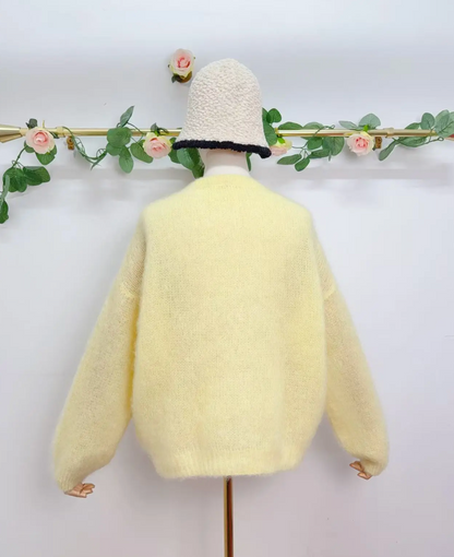 Gilet à manches longues avec boutons en kid mohair