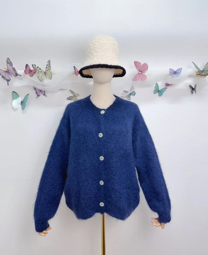 Gilet à manches longues avec boutons en kid mohair