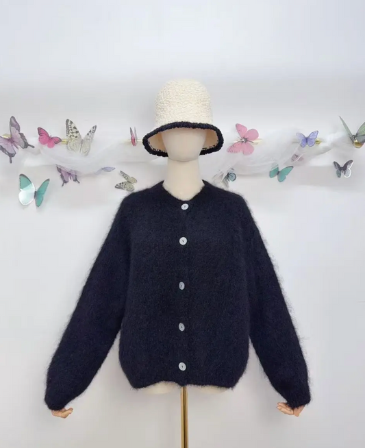 Gilet à manches longues avec boutons en kid mohair