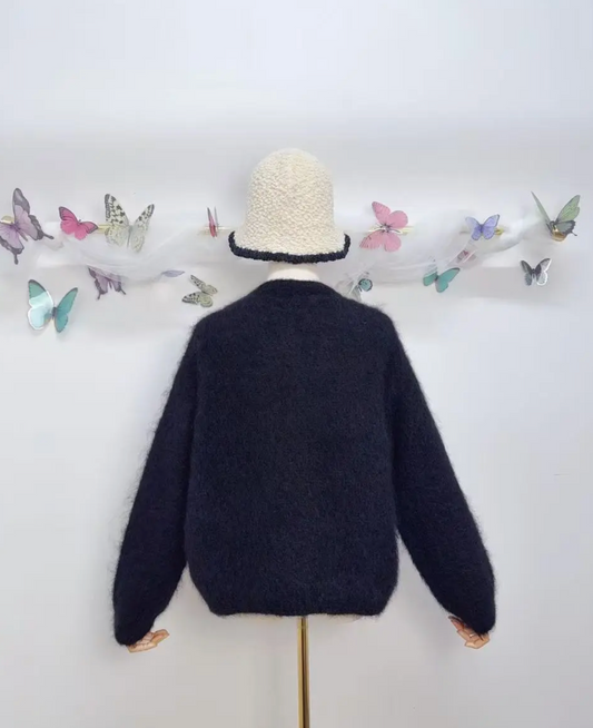 Gilet à manches longues avec boutons en kid mohair