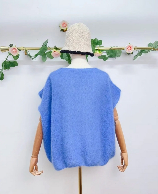 Gilet sans manche avec boutons en kid mohair