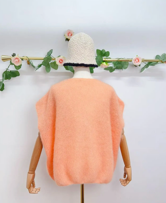 Gilet sans manche avec boutons en kid mohair