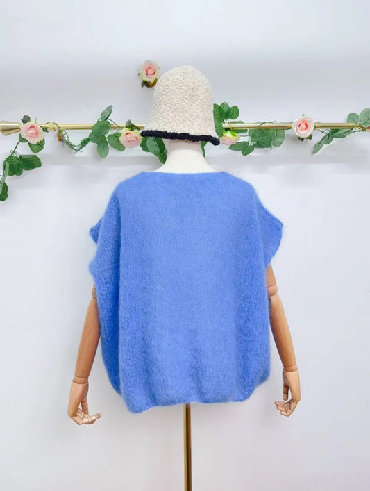Gilet sans manche avec boutons en kid mohair