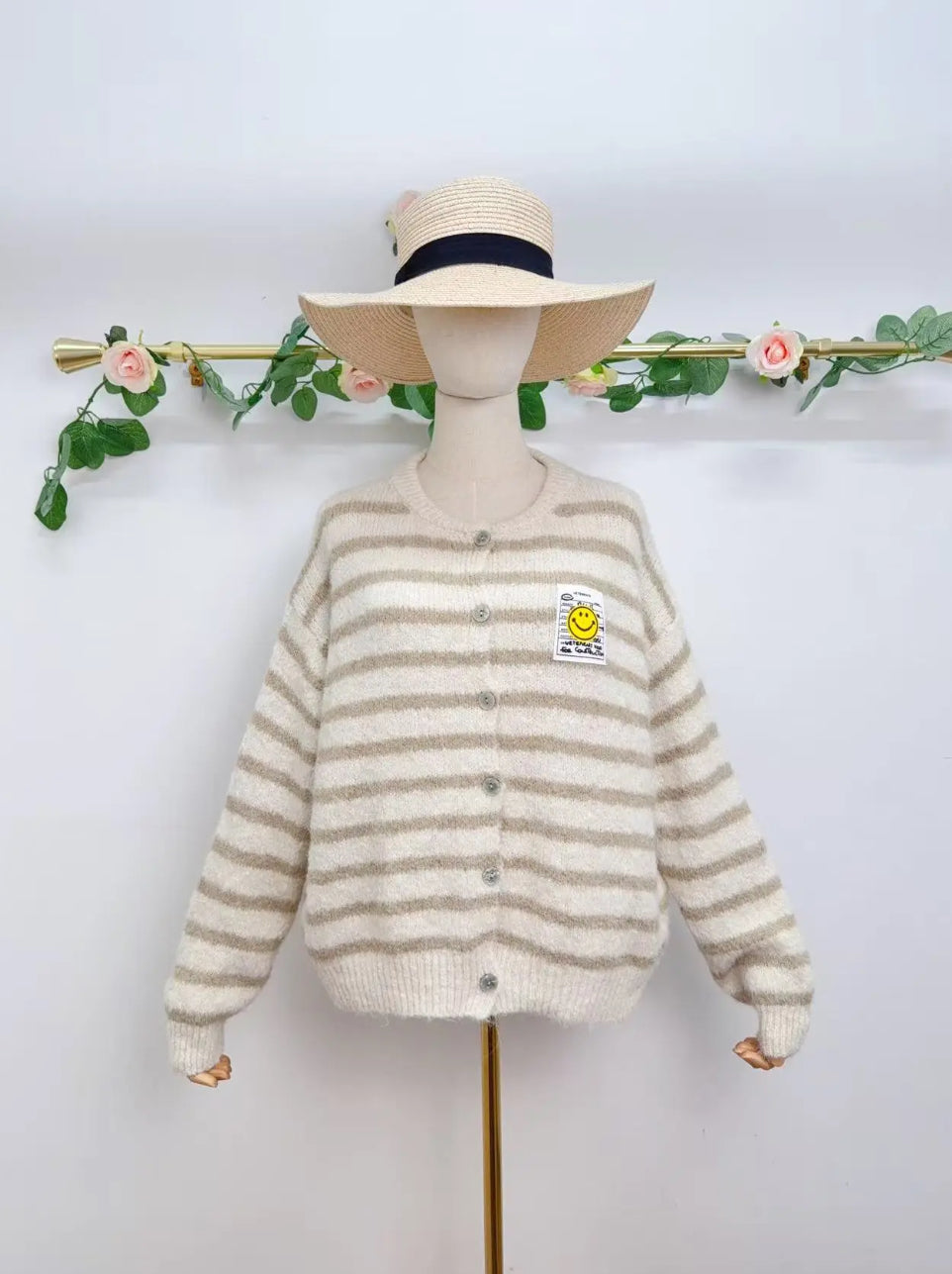 Gilet boutonné en maille à manches longues
