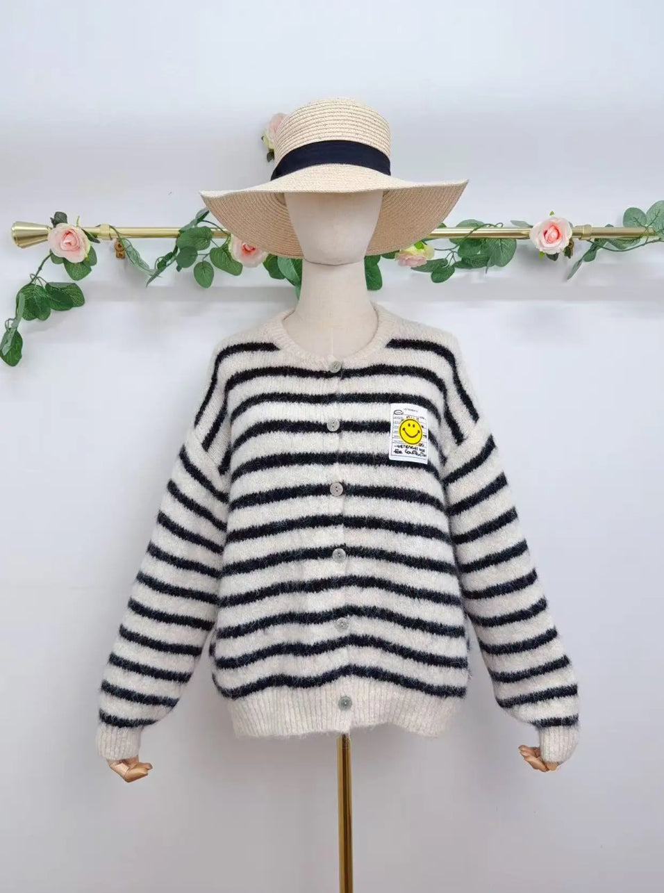 Gilet boutonné en maille à manches longues