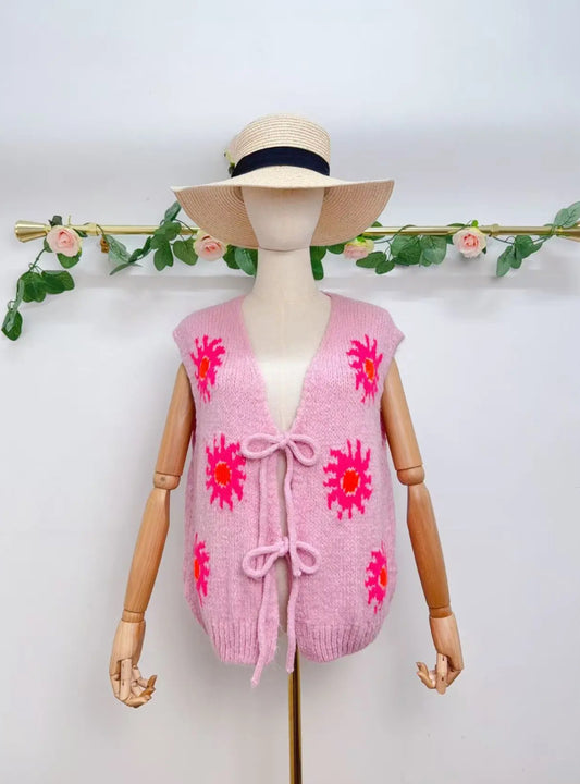 Gilet sans manche avec noeud et motif soleil