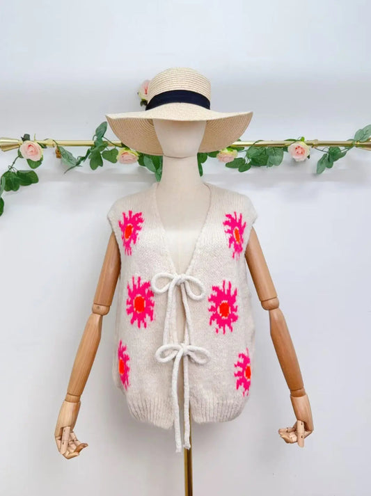 Gilet sans manche avec noeud et motif soleil